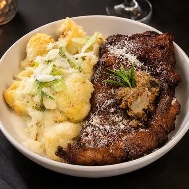 Tallow-seared premium ribeye steak (12 oz) at Tallow & Thyme in St. Boniface, Winnipeg
